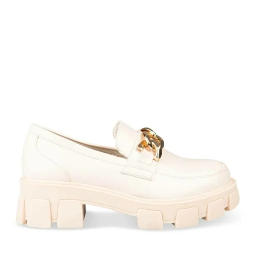 Mocassins BEIGE Femme Motif Vernis A Enfiler