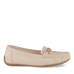 Mocassins BEIGE Femme Motif Chaîne A Enfiler