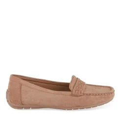 Mocassins BEIGE Femme Motif Uni A Enfiler