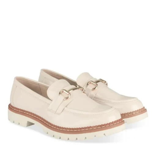 Mocassins BEIGE Femme Motif Chaîne A Enfiler