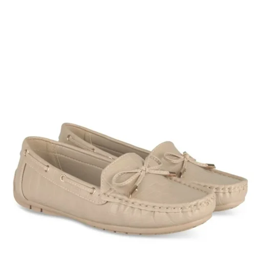 Mocassins BEIGE Femme Motif Uni A Enfiler