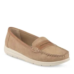 Mocassins BEIGE Femme Motif Uni A Enfiler