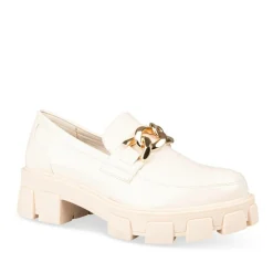 Mocassins BEIGE Femme Motif Vernis A Enfiler