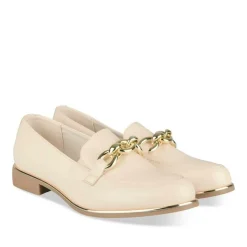 Mocassins BEIGE Femme Motif Chaîne A Enfiler