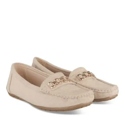 Mocassins BEIGE Femme Motif Chaîne A Enfiler