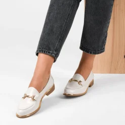 Mocassins BEIGE Femme Motif Chaîne A Enfiler