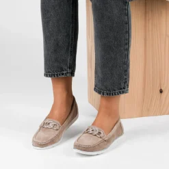 Mocassins BEIGE Femme Motif Perle A Enfiler