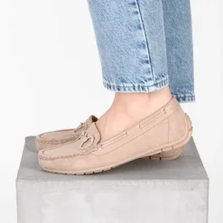 Mocassins BEIGE Femme Motif Chaîne A Enfiler