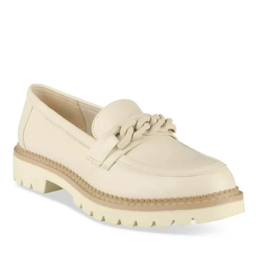 Mocassins BEIGE Femme Motif Chaîne A Enfiler