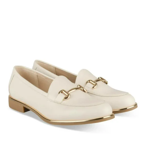 Mocassins BEIGE Femme Motif Chaîne A Enfiler