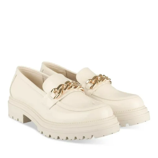 Mocassins BEIGE Femme Motif Chaîne A Enfiler