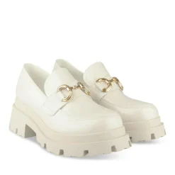 Mocassins BEIGE Femme Motif Chaîne A Enfiler