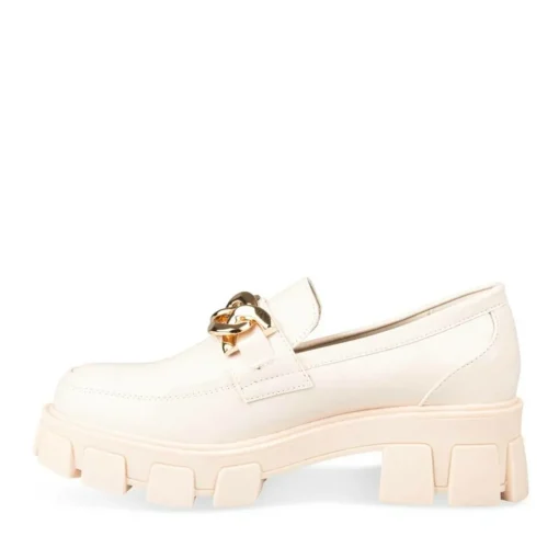Mocassins BEIGE Femme Motif Vernis A Enfiler