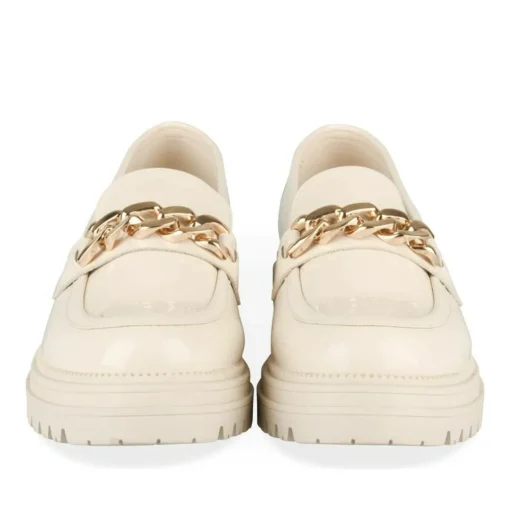Mocassins BEIGE Femme Motif Chaîne A Enfiler