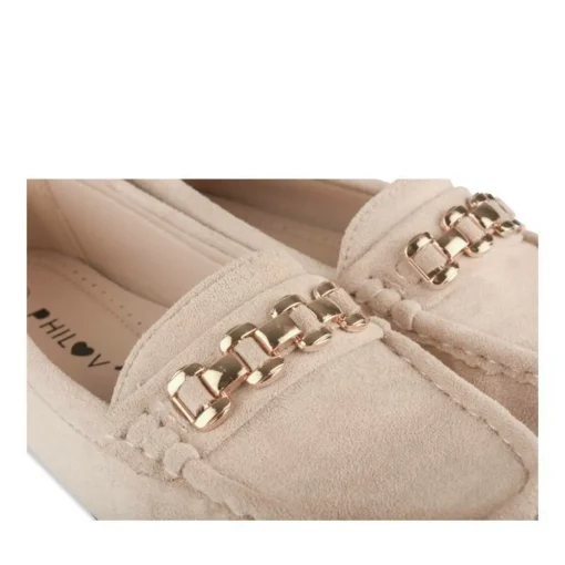 Mocassins BEIGE Femme Motif Chaîne A Enfiler