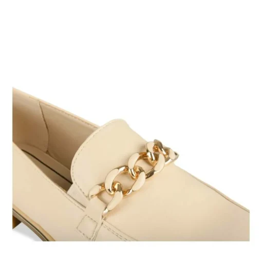Mocassins BEIGE Femme Motif Chaîne A Enfiler