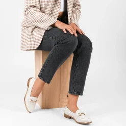 Mocassins BEIGE Femme Motif Chaîne A Enfiler