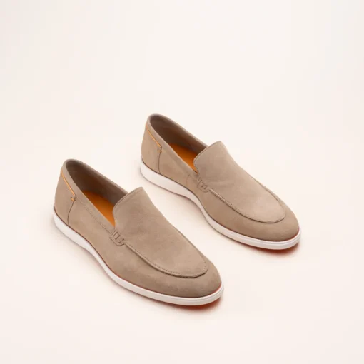 Mocassins BEIGE Homme CUIR Motif Uni A Enfiler