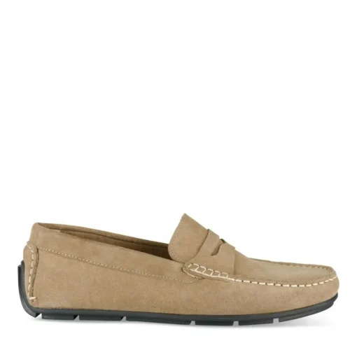 Mocassins BEIGE Homme CUIR Motif Uni A Enfiler