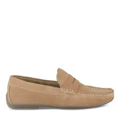 Mocassins BEIGE Homme CUIR Motif Uni A Enfiler