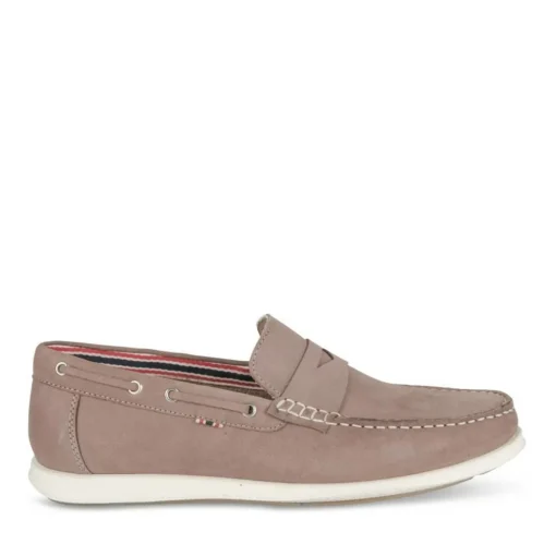 Mocassins BEIGE Homme CUIR Motif Uni A Enfiler