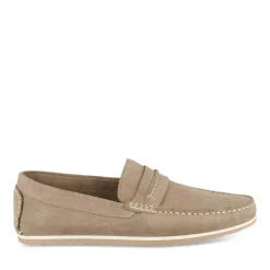 Mocassins BEIGE Homme CUIR Motif Uni A Enfiler