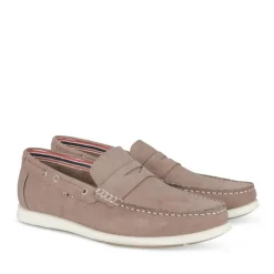 Mocassins BEIGE Homme CUIR Motif Uni A Enfiler