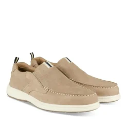 Mocassins BEIGE Homme CUIR Motif Uni A Enfiler