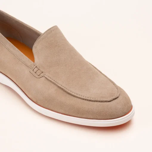 Mocassins BEIGE Homme CUIR Motif Uni A Enfiler