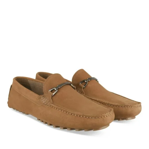 Mocassins BEIGE Homme CUIR Motif Uni A Enfiler