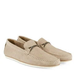 Mocassins BEIGE Homme CUIR Motif Uni A Enfiler