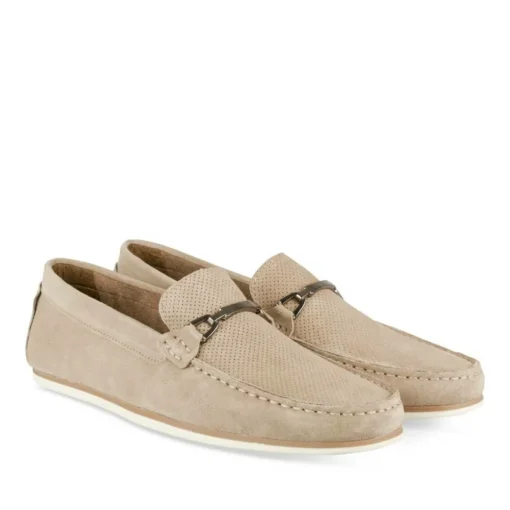 Mocassins BEIGE Homme CUIR Motif Uni A Enfiler