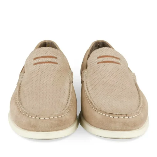 Mocassins BEIGE Homme CUIR Motif Uni A Enfiler
