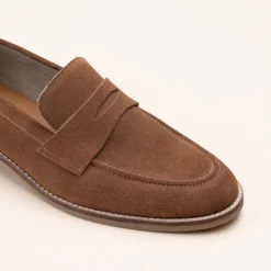 Mocassins BEIGE Homme CUIR Motif Uni A Enfiler