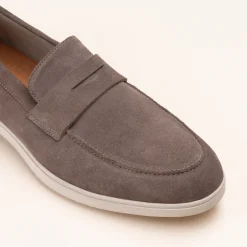 Mocassins BEIGE Homme CUIR Motif Uni A Enfiler