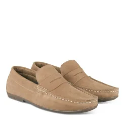 Mocassins BEIGE Homme CUIR Motif Uni A Enfiler