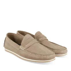 Mocassins BEIGE Homme CUIR Motif Uni A Enfiler