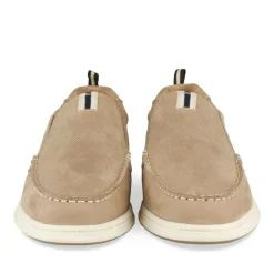 Mocassins BEIGE Homme CUIR Motif Uni A Enfiler