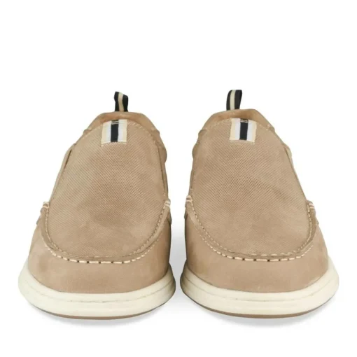 Mocassins BEIGE Homme CUIR Motif Uni A Enfiler