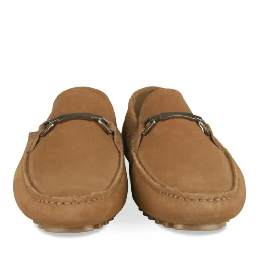 Mocassins BEIGE Homme CUIR Motif Uni A Enfiler