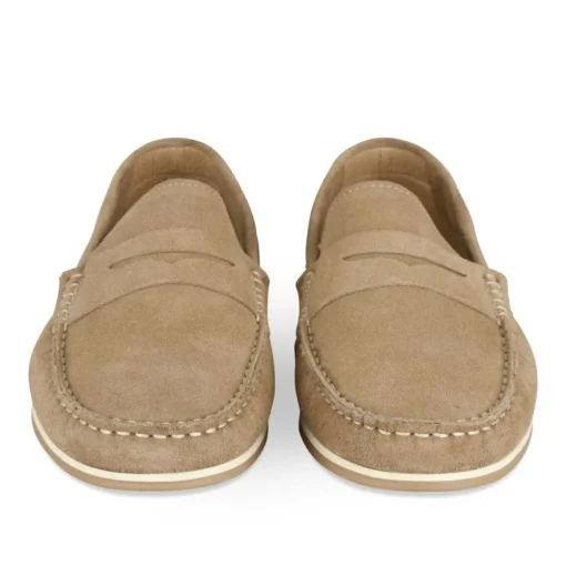 Mocassins BEIGE Homme CUIR Motif Uni A Enfiler
