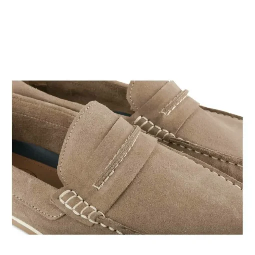 Mocassins BEIGE Homme CUIR Motif Uni A Enfiler