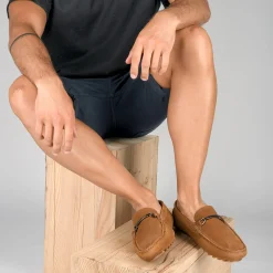 Mocassins BEIGE Homme CUIR Motif Uni A Enfiler