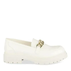 Mocassins BLANC Femme Motif Chaîne A Enfiler