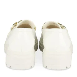 Mocassins BLANC Femme Motif Chaîne A Enfiler