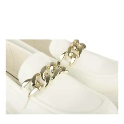 Mocassins BLANC Femme Motif Chaîne A Enfiler