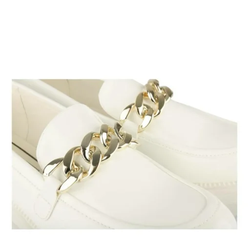 Mocassins BLANC Femme Motif Chaîne A Enfiler