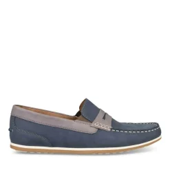 Mocassins BLEU Homme CUIR Motif Uni Elastique