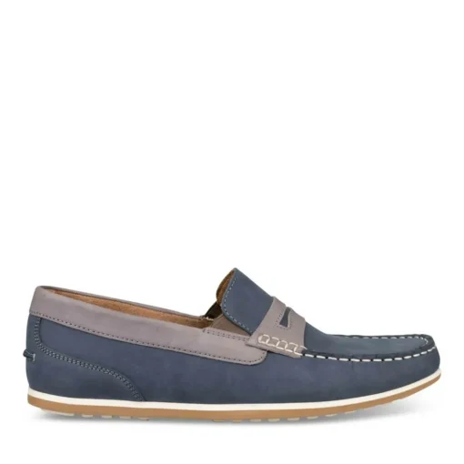 Mocassins BLEU Homme CUIR Motif Uni Elastique