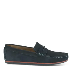 Mocassins BLEU Homme CUIR Motif Uni A Enfiler
